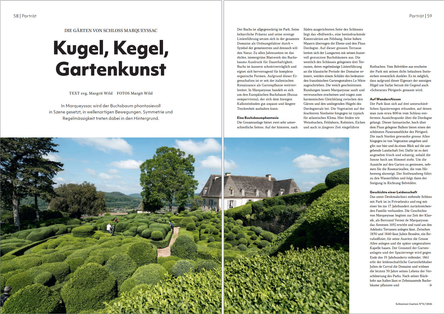 Gartenporträt in Schweizer Garten 08/2026, Die Gärten vom Schloss Marqueyssac